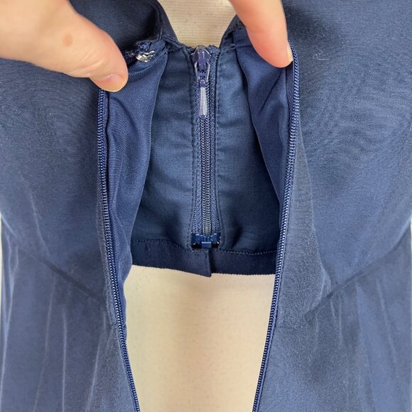 J Crew Womens Off Shoulder Faille Dress Tie Bow Straps Navy Blue G3469 size 14 - Picture 10 of 15